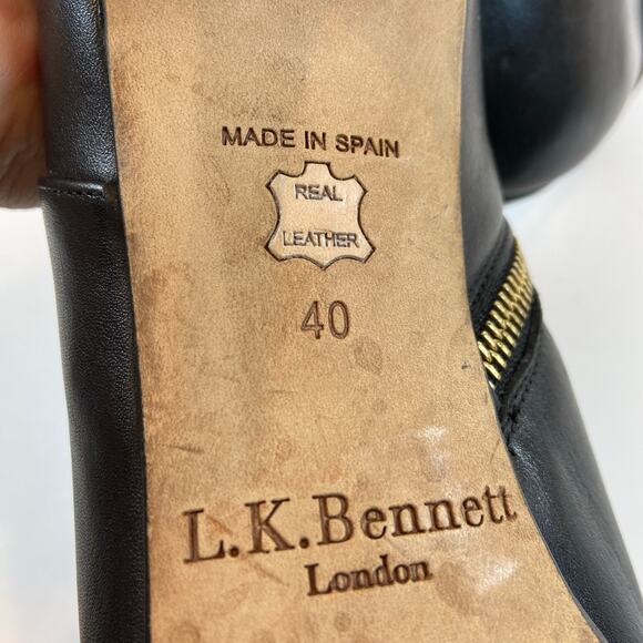 L.K. Bennet London Black Leather Platform Bootie Size 40 / US Size 10 - Picture 13 of 15
